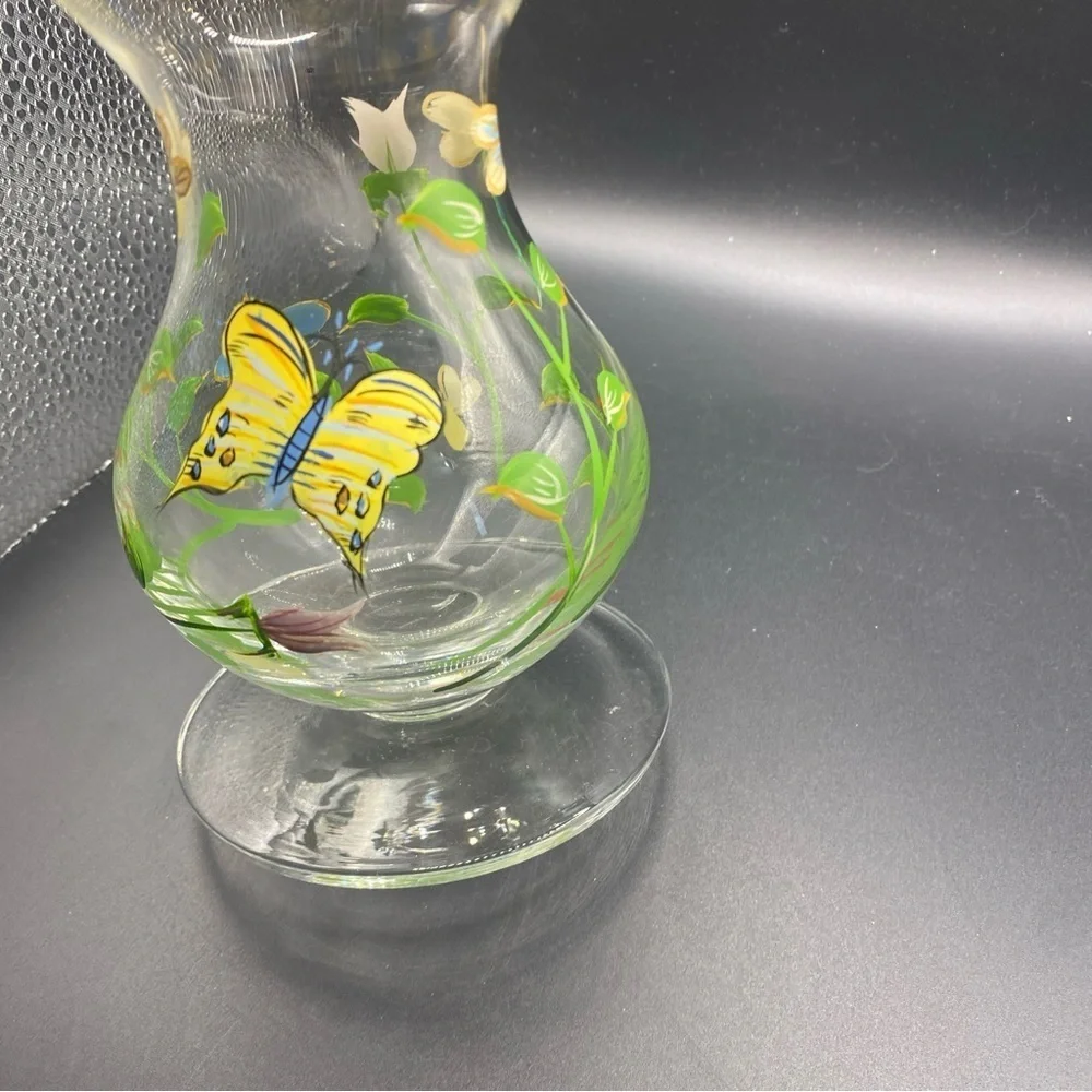 Lenox Butterfly Meadow Dragonfly Ladybug FlowerHand Painted Glass Vase 6” Signed